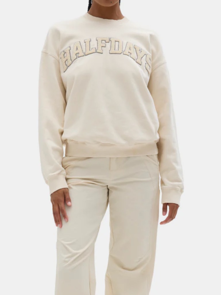 Halfdays Oatmilk Oversized Crewneck Sweatshirt | Size Xl | Cozy Cotton